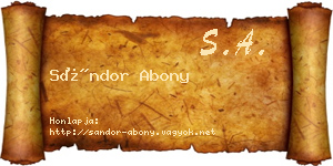 Sándor Abony névjegykártya